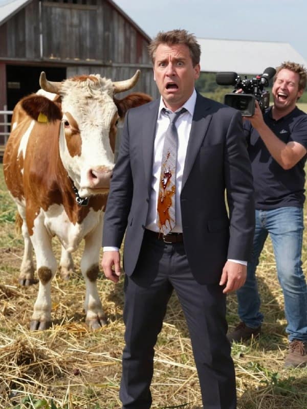 Телеведущий попал под «золотой дождь»: корова не сдержалась 🐄💨