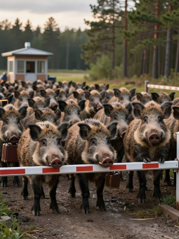 Сто кабанов собрались на границе и рвутся в Россию из зоны чумы 🐗